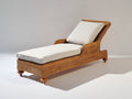Bain de soleil - Rotin-bois-textile - 192 x 79 x 96 cm - Miel-Blanc cassé - Style classique