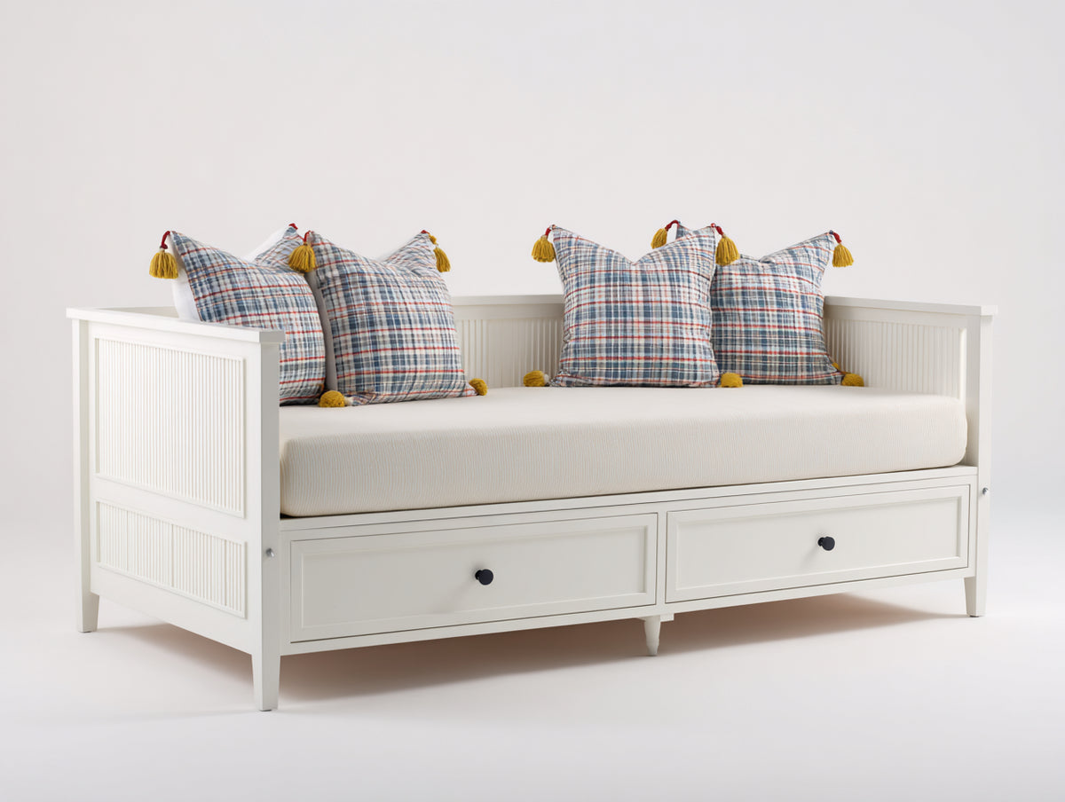 Canapé lit - Bois - 207x94x88 cm - Blanc - Style côtier structuré