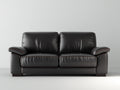 Canapé 2 places - Revêtement aspect cuir - 168 x 90 x 88 cm - Noir - Style contemporain