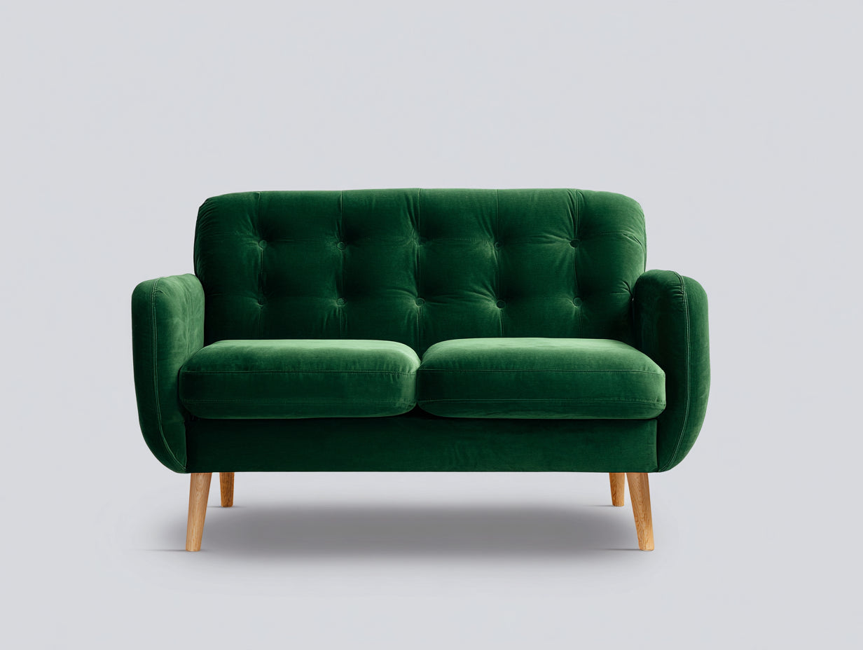 Canapé 2 places - Velours - 165 x 90 x 86 cm - Vert - Style scandinave