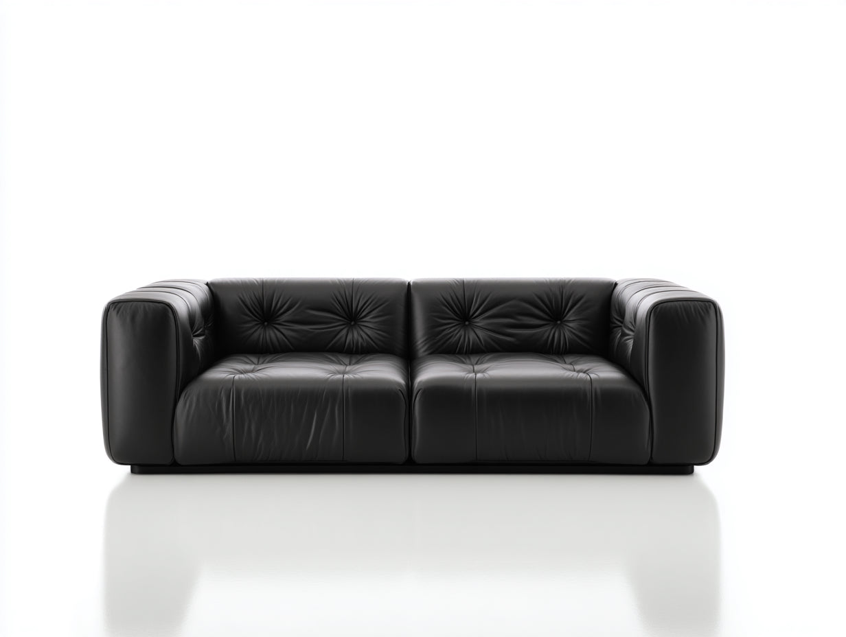 Canapé 2 places - Cuir - 190 x 98 x 82 cm - Noir - Style contemporain