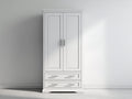 Armoire - Bois - 96 x 50 x 194 cm - Blanc-Argent - Style classique