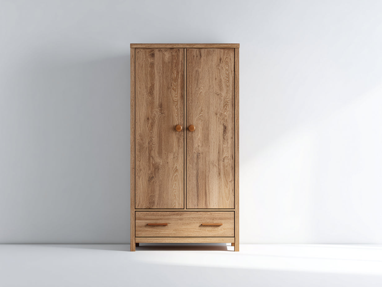Armoire - Panneaux de bois - 90 x 50 x 183 cm - Chêne naturel - Style rustique