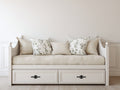Canapé lit - Bois - 205x94x98 cm - Blanc - Style classique à côtés courbes