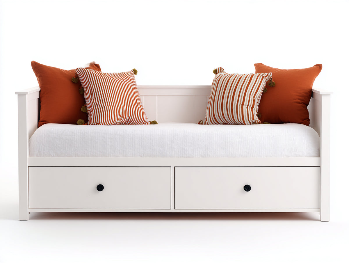 Canapé lit - Bois - 202x92x85 cm - Blanc - Style moderne fonctionnel