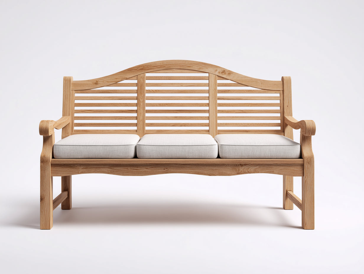 Banc de jardin - Bois-Tissu - 180 x 72 x 92 cm - Bois naturel-Blanc - Style contemporain