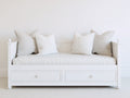 Canapé lit - Bois - 200x91x87 cm - Blanc - Style classique à montants décoratifs