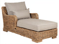 Bain de soleil - Rotin-bois-textile - 190 x 94 x 85 cm - Naturel-Beige - Style naturel