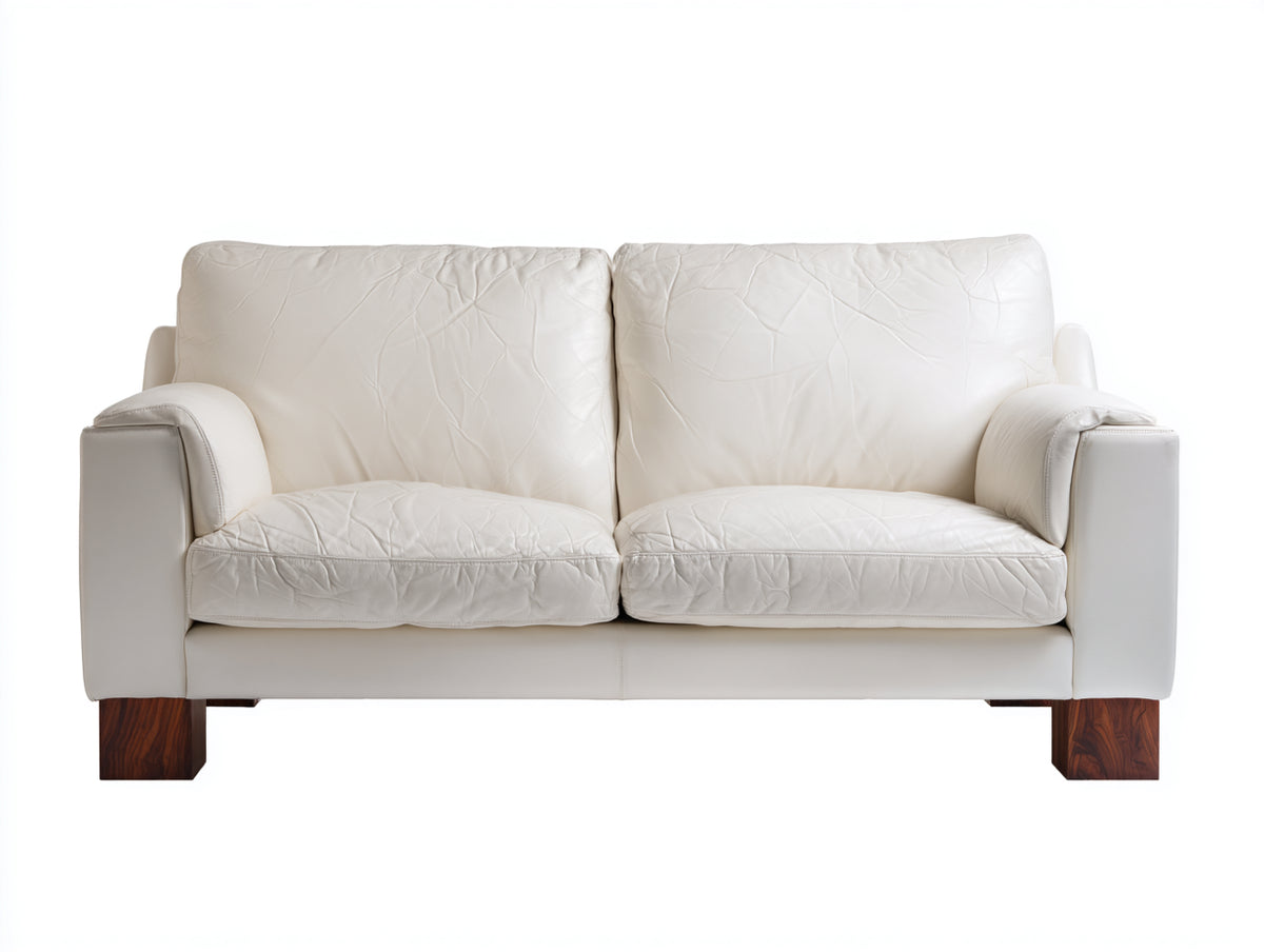 Canapé 2 places - Cuir - 178 x 96 x 91 cm - Blanc - Style contemporain