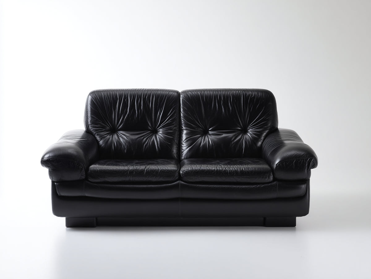 Canapé 2 places - Cuir - 172 x 94 x 91 cm - Noir - Style moderne