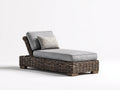 Bain de soleil - Fibre tressée-bois-textile - 196 x 78 x 88 cm - Brun foncé-Gris - Style contemporain inclinable