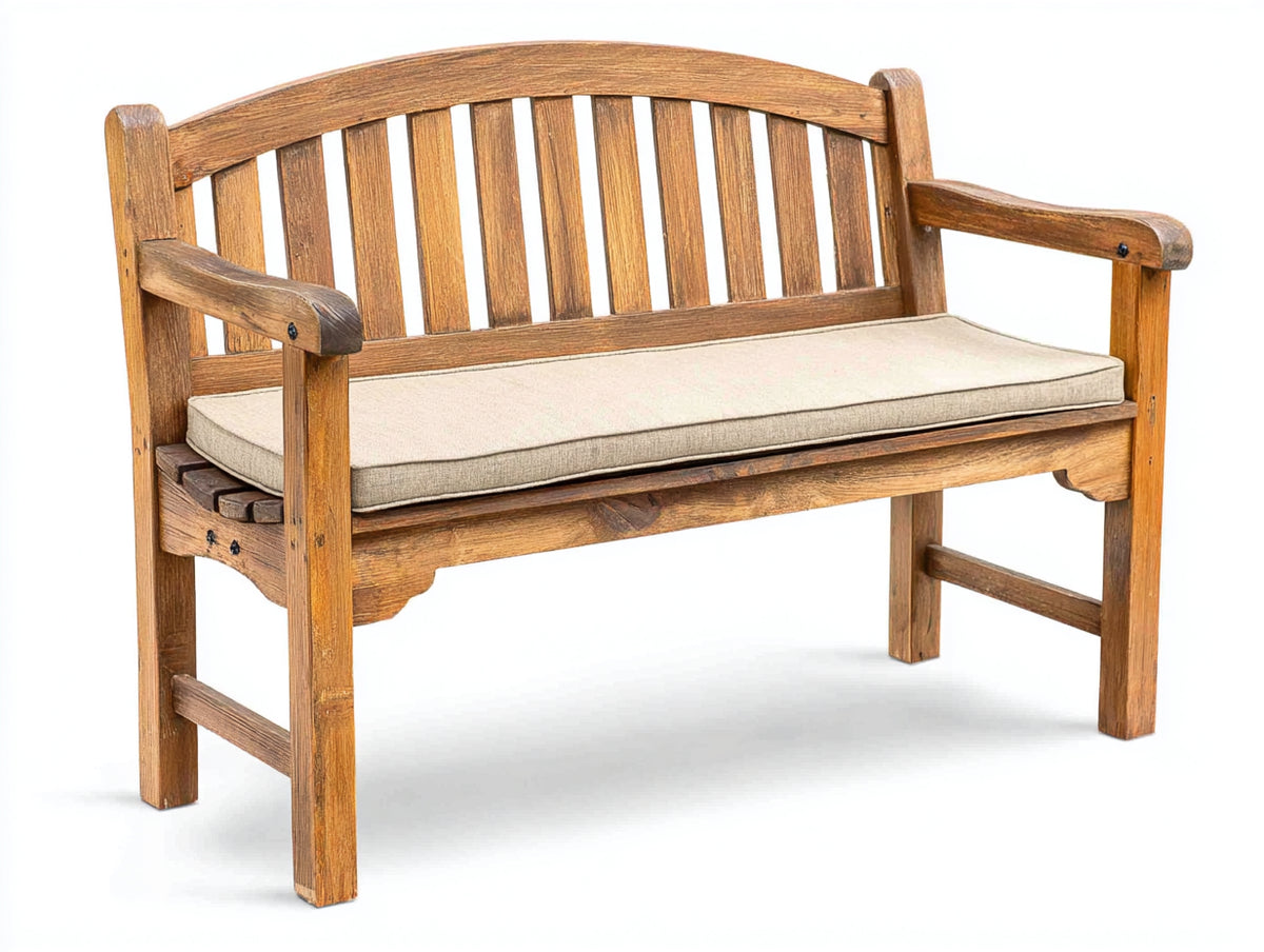 Banc de jardin - Bois-Tissu - 165 x 68 x 92 cm - Bois brun-Crème - Style classique