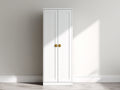 Armoire - Panneaux de bois - 68 x 39 x 181 cm - Blanc-Doré - Style intemporel