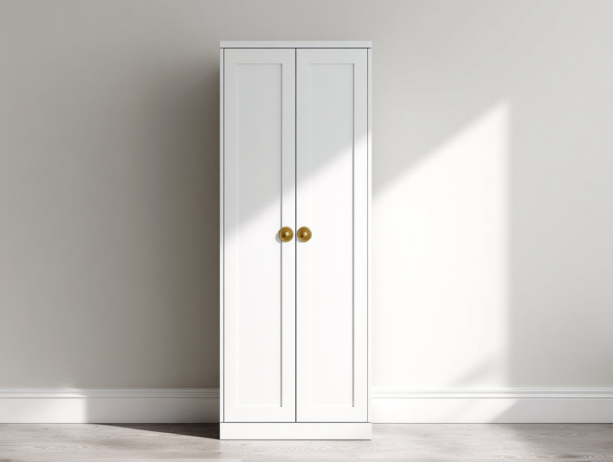 Armoire - Panneaux de bois - 68 x 39 x 181 cm - Blanc-Doré - Style intemporel