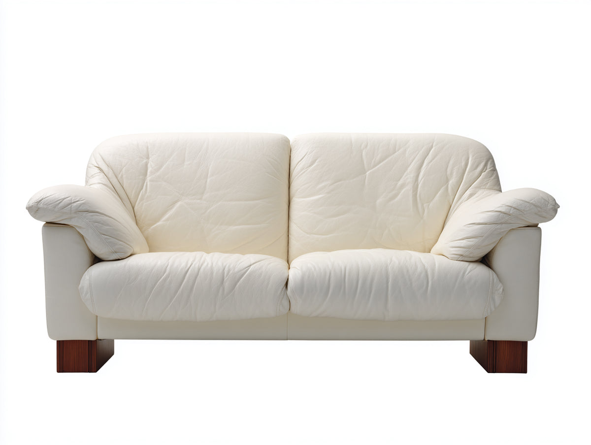 Canapé 2 places - Cuir - 180 x 95 x 90 cm - Blanc - Style contemporain