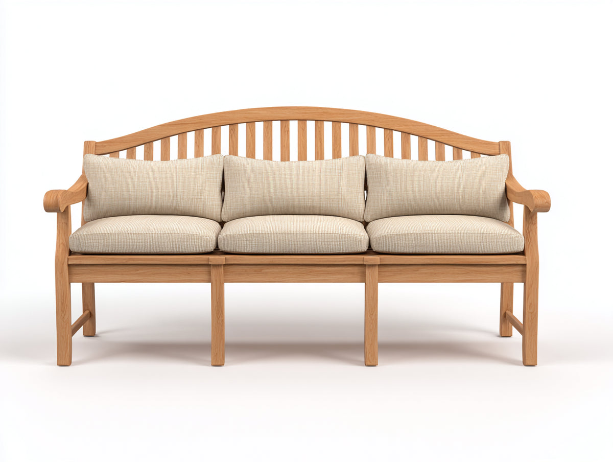 Banc de jardin - Bois-Tissu - 170 x 70 x 92 cm - Bois naturel-Crème - Style classique