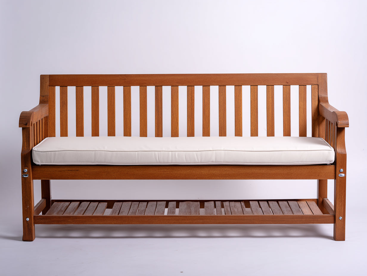 Banc de jardin - Bois-Tissu - 180 x 65 x 88 cm - Bois brun-Blanc - Style classique