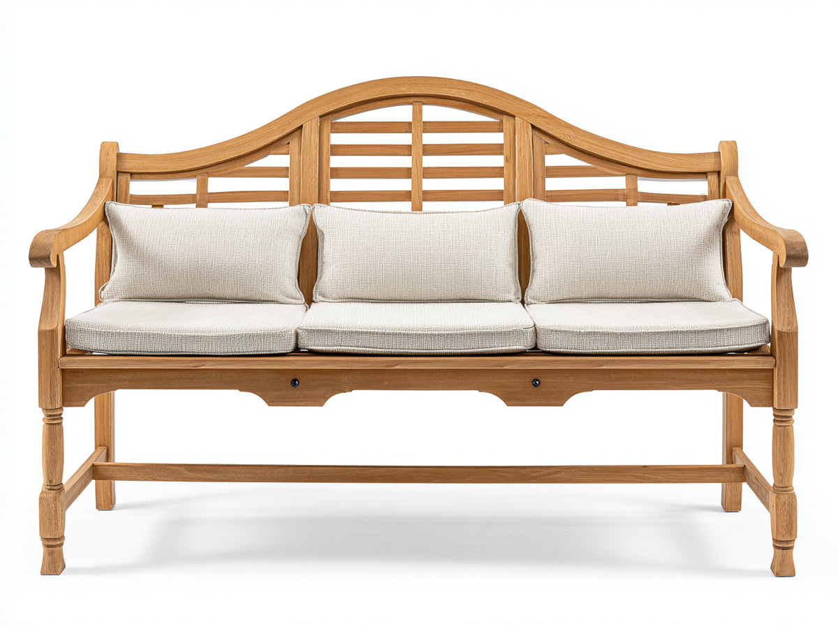 Banc de jardin - Bois-Tissu - 190 x 72 x 98 cm - Bois naturel-Crème - Style classique