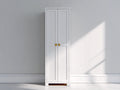 Armoire - Panneaux de bois - 70 x 43 x 191 cm - Blanc-Doré - Style classique