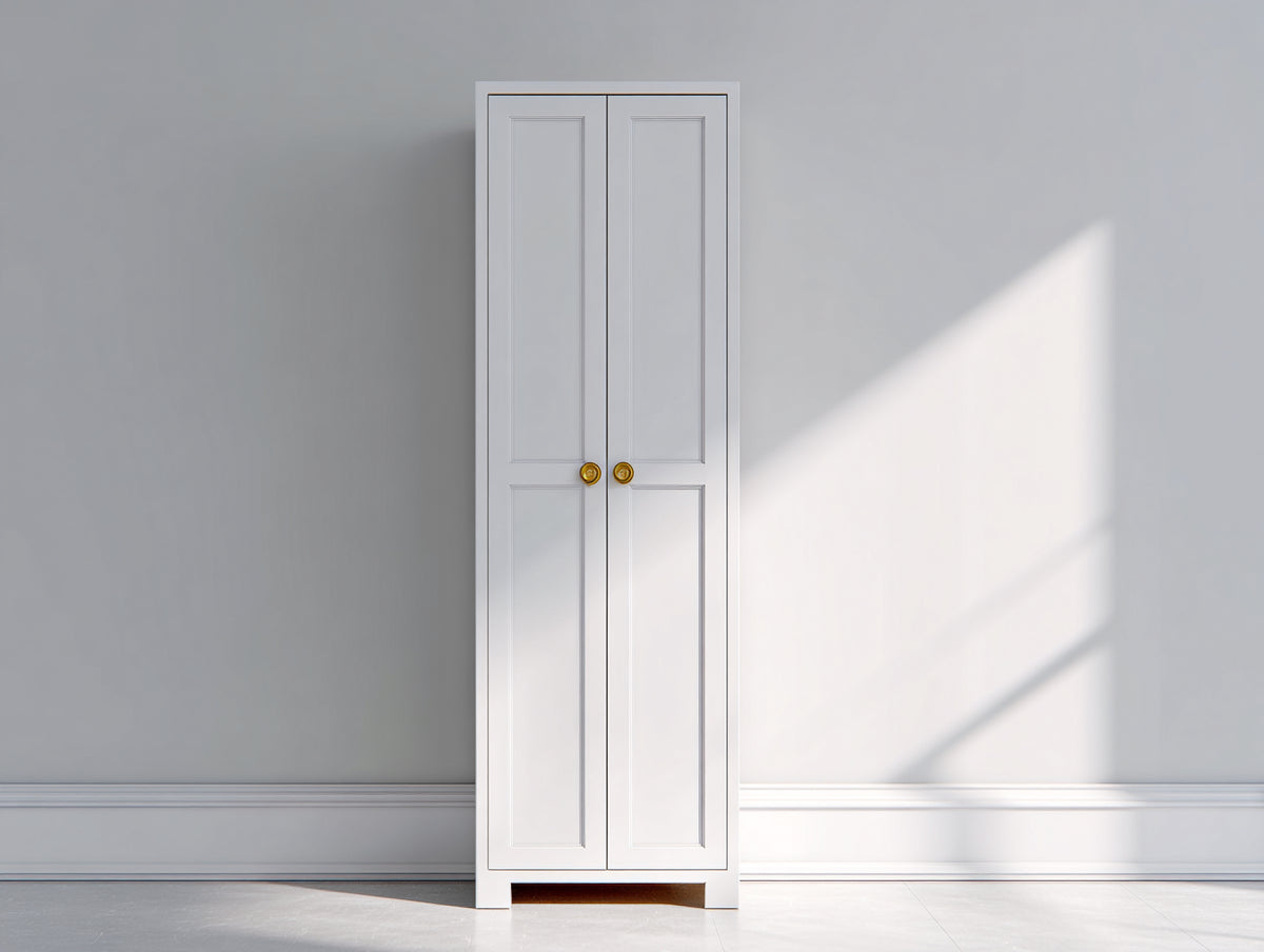 Armoire - Panneaux de bois - 70 x 43 x 191 cm - Blanc-Doré - Style classique