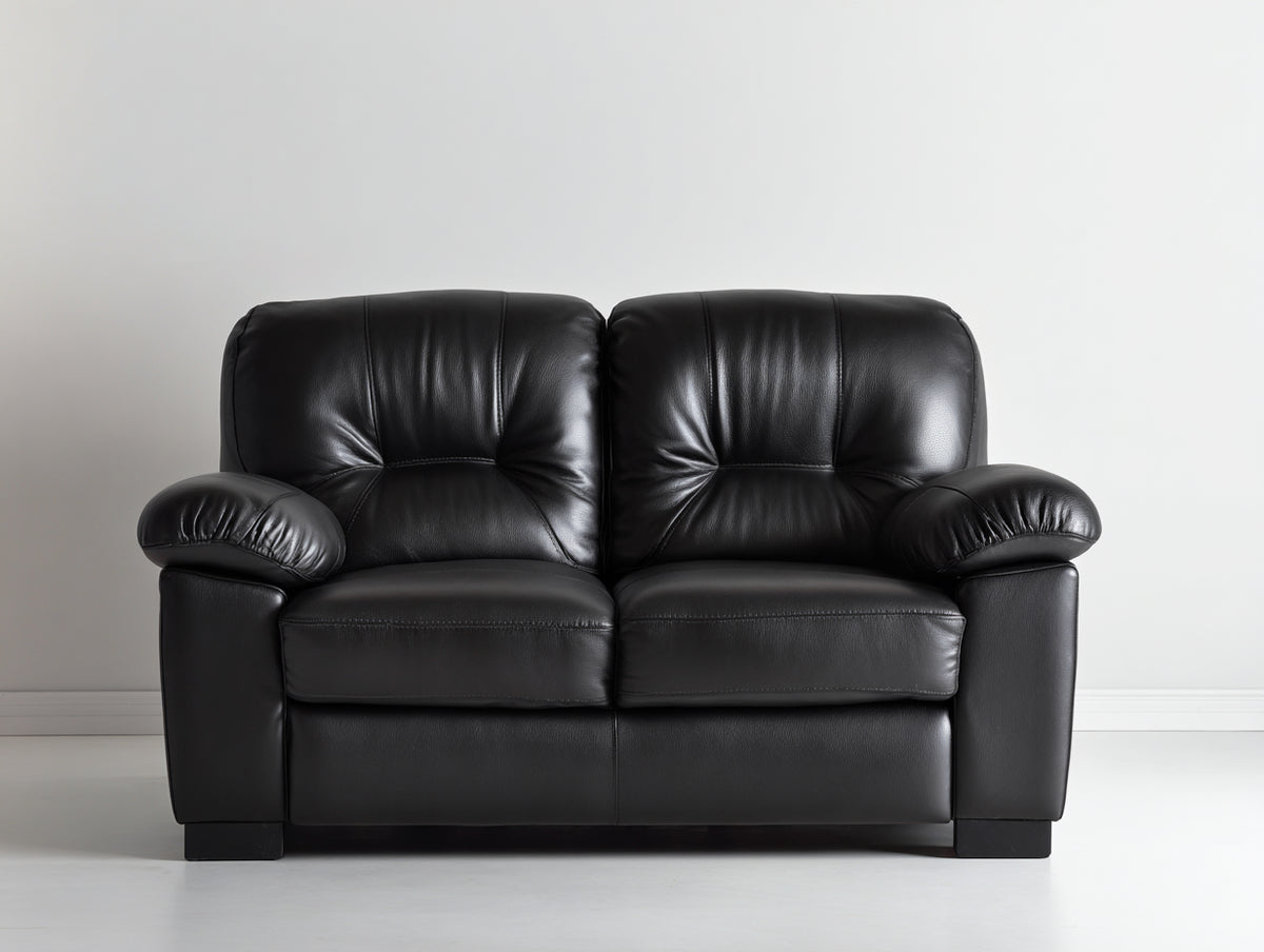 Canapé 2 places - Cuir - 170 x 92 x 90 cm - Noir - Style classique