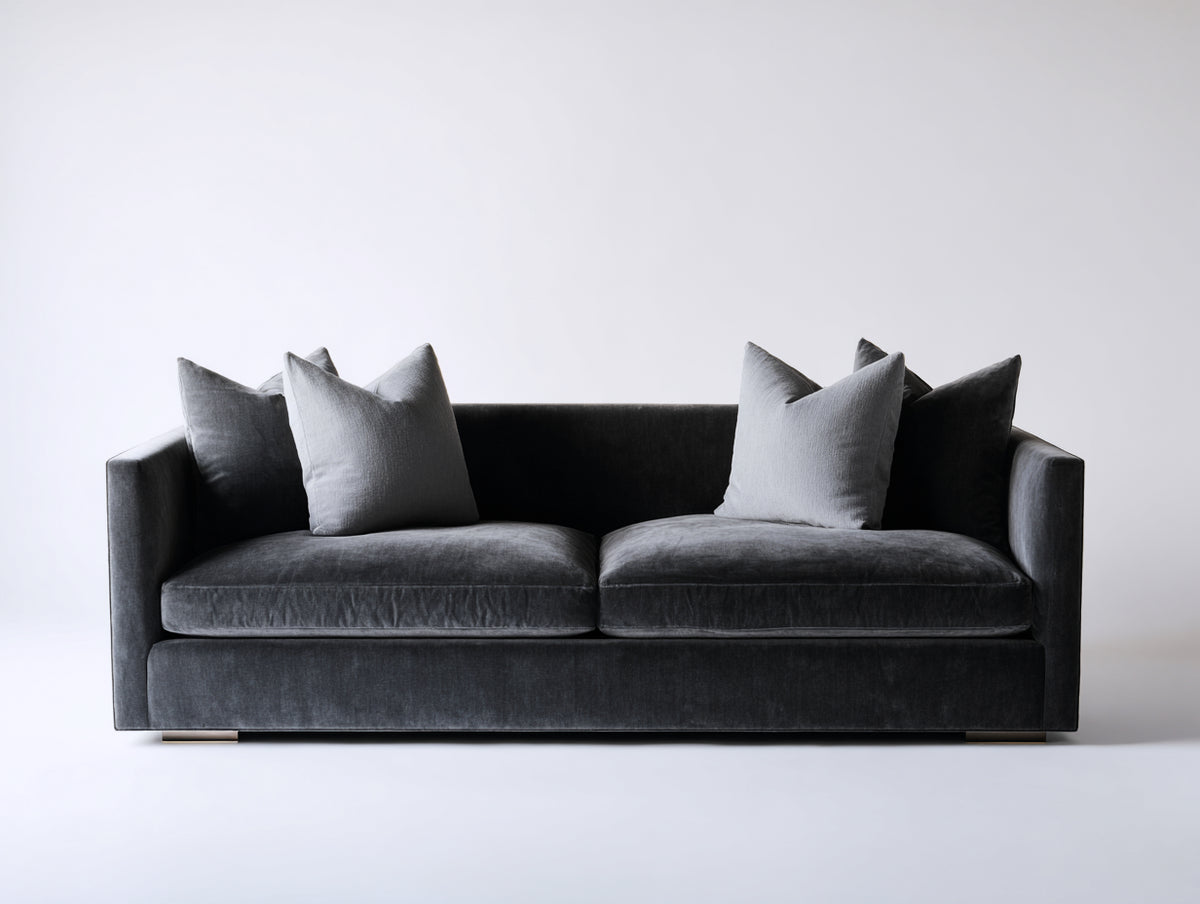 Canapé 2 places - Velours - 185 x 100 x 84 cm - Gris anthracite - Style contemporain