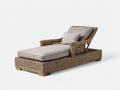 Bain de soleil - Fibre tressée-bois-textile - 188 x 96 x 87 cm - Naturel-Beige - Style rustique inclinable