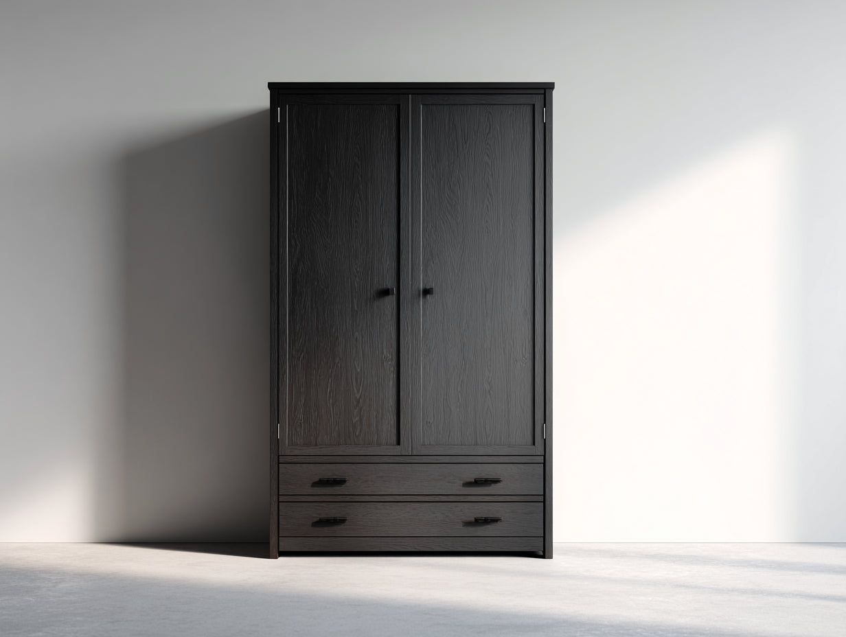 Armoire - Panneaux de bois - 96 x 49 x 188 cm - Noir - Style industriel