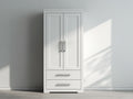 Armoire - Panneaux de bois - 78 x 45 x 182 cm - Blanc-Argent - Style moderne