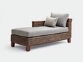Bain de soleil - Fibre tressée-bois-textile - 187 x 92 x 82 cm - Brun foncé-Gris clair - Style contemporain