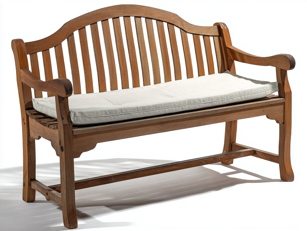 Banc de jardin - Bois-Tissu - 175 x 70 x 92 cm - Bois brun-Blanc - Style classique