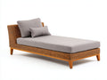 Bain de soleil - Fibre tressée-bois-textile - 195 x 92 x 83 cm - Miel-Gris clair - Style naturel contemporain