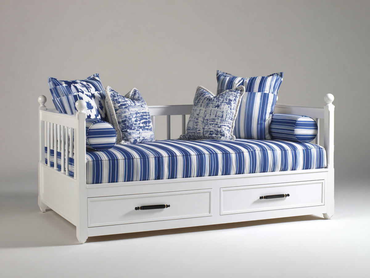 Canapé lit - Bois - 207x94x86 cm - Blanc - Style côtier contemporain